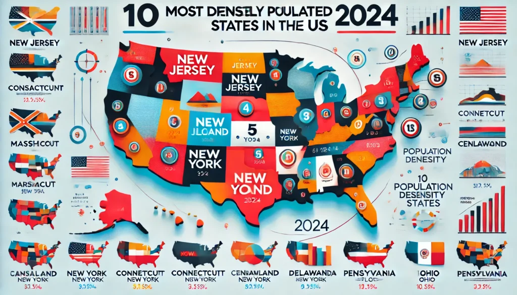 Most Densely Populated States in the United States in 2024